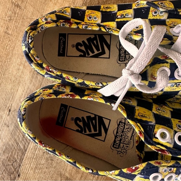 Vans X SpongeBob SquarePants Checkered Blue and Yellow Sneakers - Picture 9 of 10
